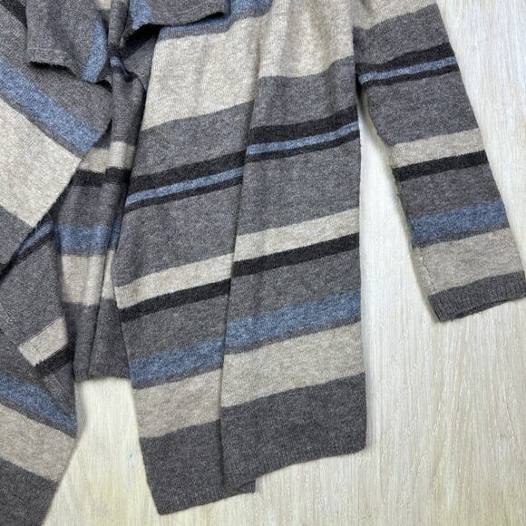 II Two Sisters Striped Waterfall Draped Lagenlook Open Cardigan Sweater Large - Picture 3 of 14